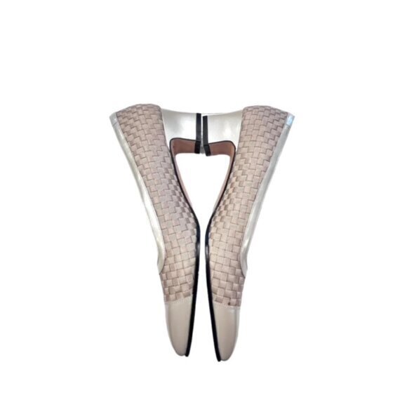 🎉SALE🎉 Salvatore Ferragamo Beige Fabric Weave Heels 6 AAAA GLAM Luxury NIB - Picture 10 of 16